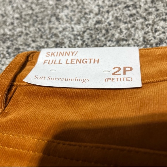 Soft Surroundings Womens Corduroy Pecan Full Length Skinny Pants Size 2p NWT - Picture 10 of 11